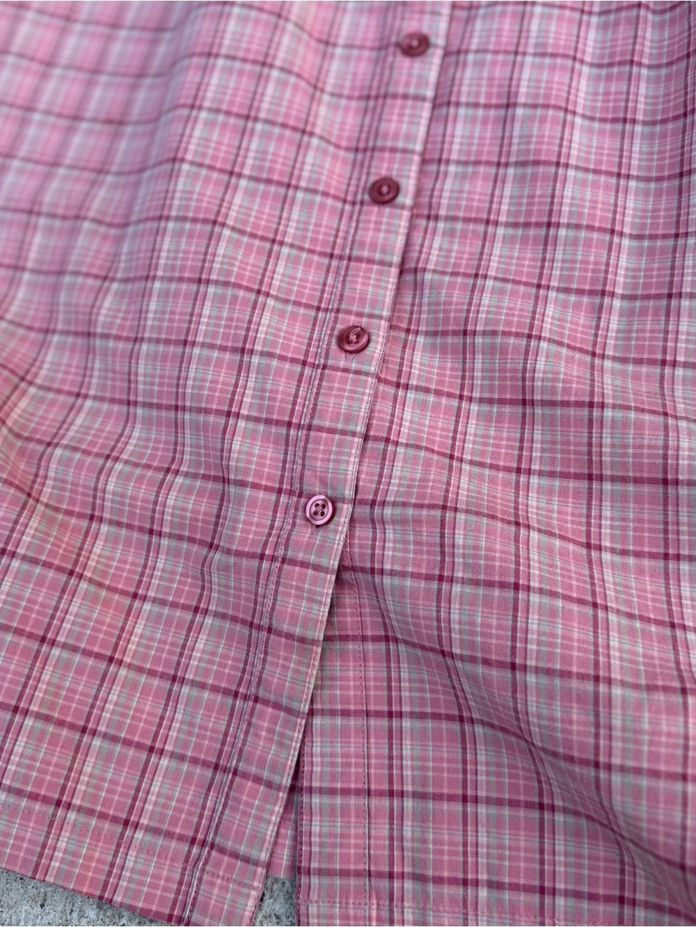 Vintage 90s Cherokee Pink Plaid Sleeveless Button Front Shirt Dress Size M - Picture 7 of 14